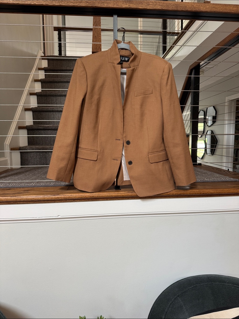 J. Crew Camel Blazer with Stand Collar - 10